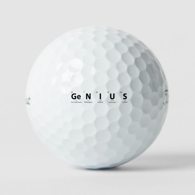 'Genius' Periodic Table Science Humour Educational Golf Balls (Front)