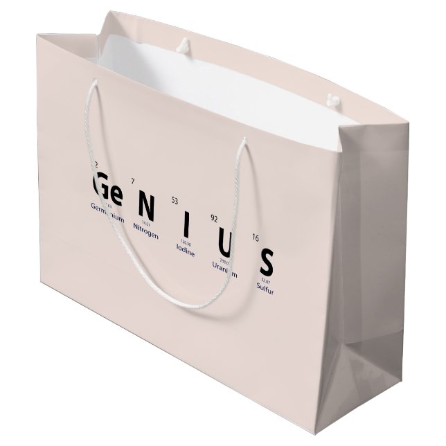 'Genius' Periodic Table - Soft Blush Beige Large Gift Bag (Back Angled)