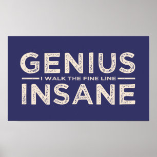 GENIUS VS INSANE custom colour poster