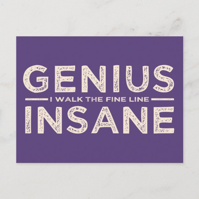 GENIUS VS INSANE custom postcard (Front)