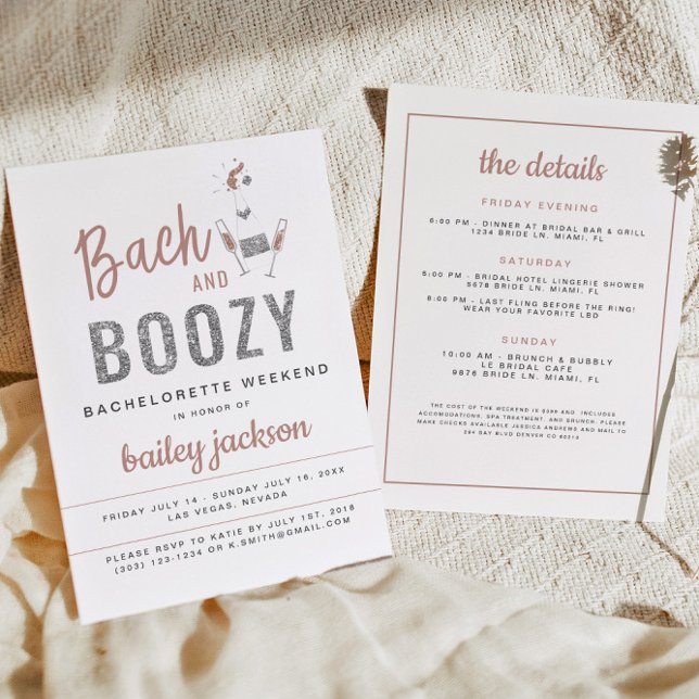 Genna - Rose Gold Glitter Bach and Boozy Invitation (Creator Uploaded)