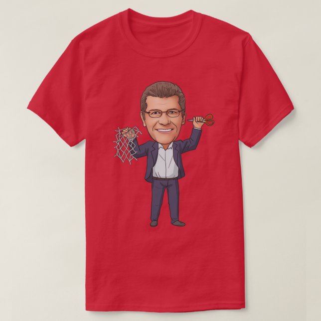 Geno Auriemma Cutting the net T-Shirt (Design Front)