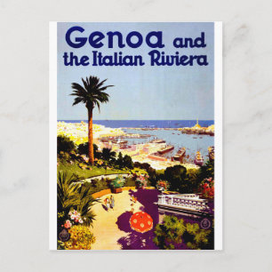 Genoa and Italian riviera, Italy, vintage travel Postcard