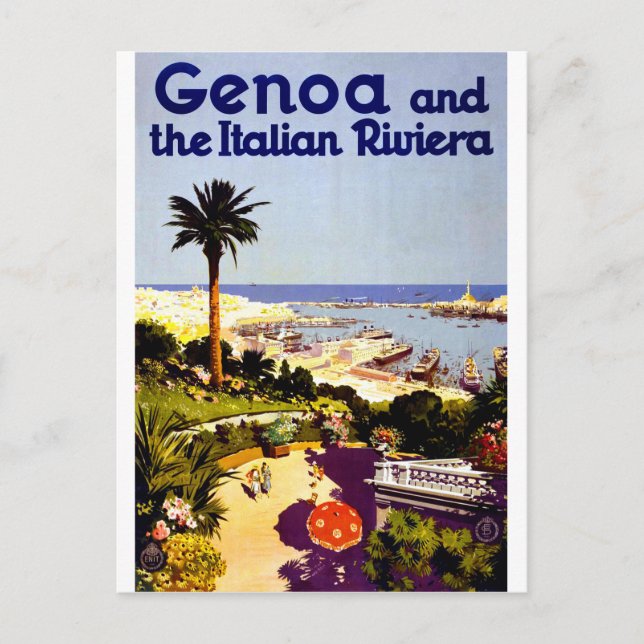 Genoa and Italian riviera, Italy, vintage travel Postcard (Front)
