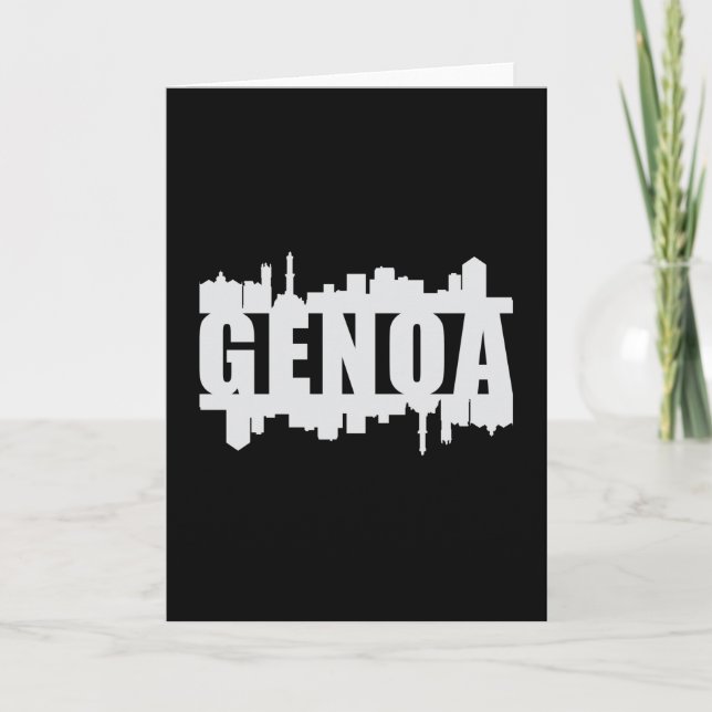 Genoa Italy City Skyline Cityscape Funny Gift Card (Front)