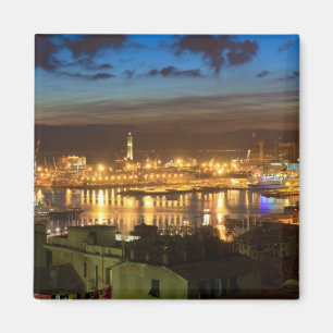 Genova and the port at evening magnet