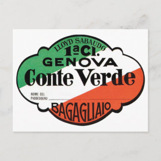 Genova Conte Verde Luggage Label Postcard