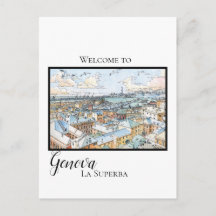 Genova la superba - panoramic- holiday postcard