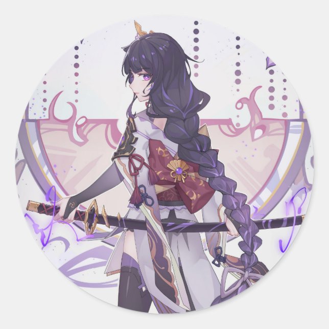 Genshin impact Baal sakura leaves Classic Round Sticker (Front)