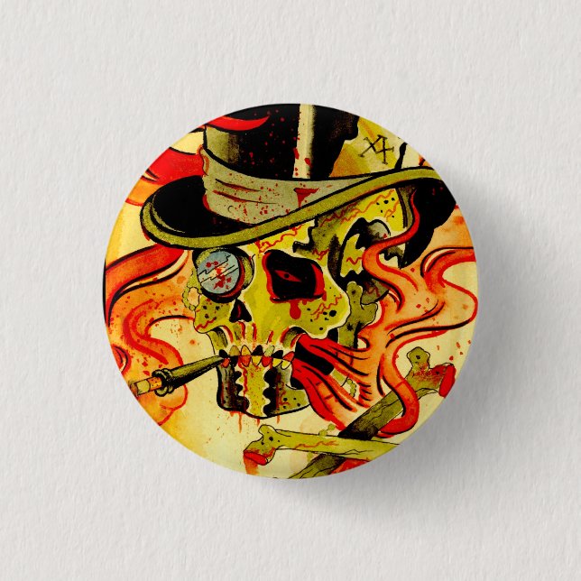 Gentelmen Skull 3 Cm Round Badge (Front)