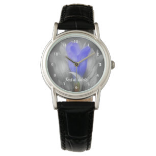 Gentian Flower In Black And White Personalised Watch