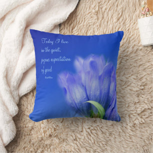 Gentian Flower Life Attitude Inspirational Quote Cushion