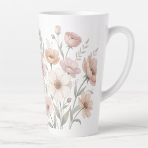 Gentle Anemone Bouquet Watercolor Softness Latte Mug
