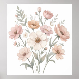 Gentle Anemone Bouquet Watercolor Softness Poster