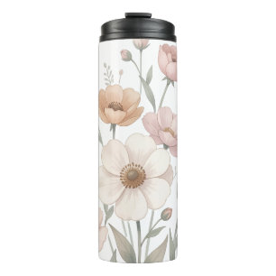 Gentle Anemone Bouquet Watercolor Softness Thermal Tumbler