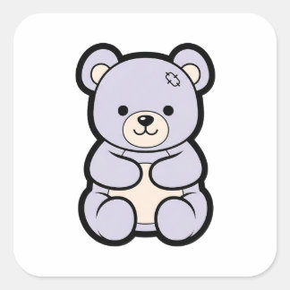 Gentle Bear – Cute Kawaii Animal Illustration Square Sticker