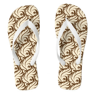 Gentle beige floral pattern jandals
