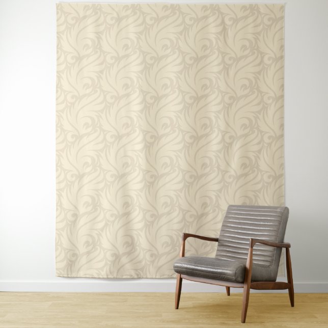 Gentle beige floral pattern tapestry (In Situ)