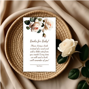 Gentle Beige Rose Girl Baby Shower Books for Baby Enclosure Card