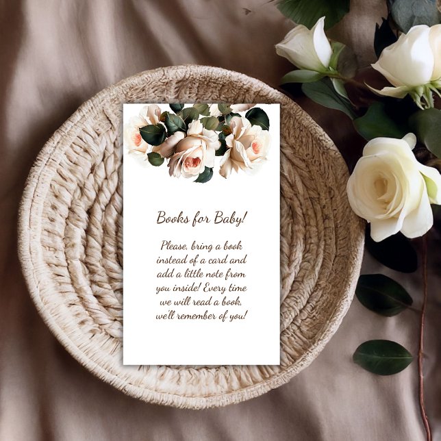 Gentle Beige Rose Girl Baby Shower Books for Baby Enclosure Card (Rose Girl Baby Shower Books for Baby Enclosure Card)