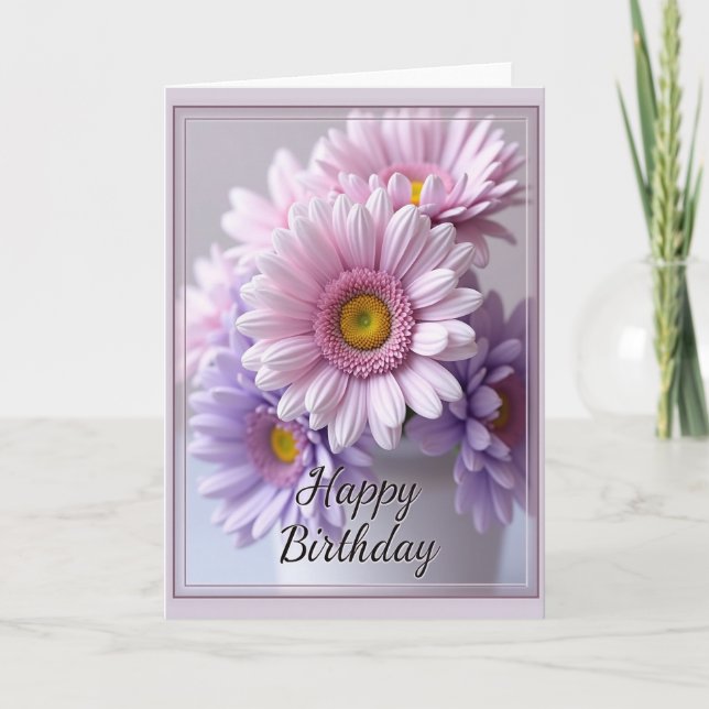 Gentle Birthday Floral Art Card (Front)