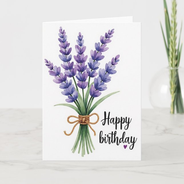 Gentle Birthday Lavender Bouquet Card (Front)