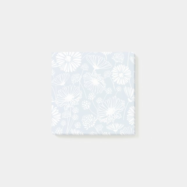Gentle Bloom (White | Blue) Post-it Notes (Front)
