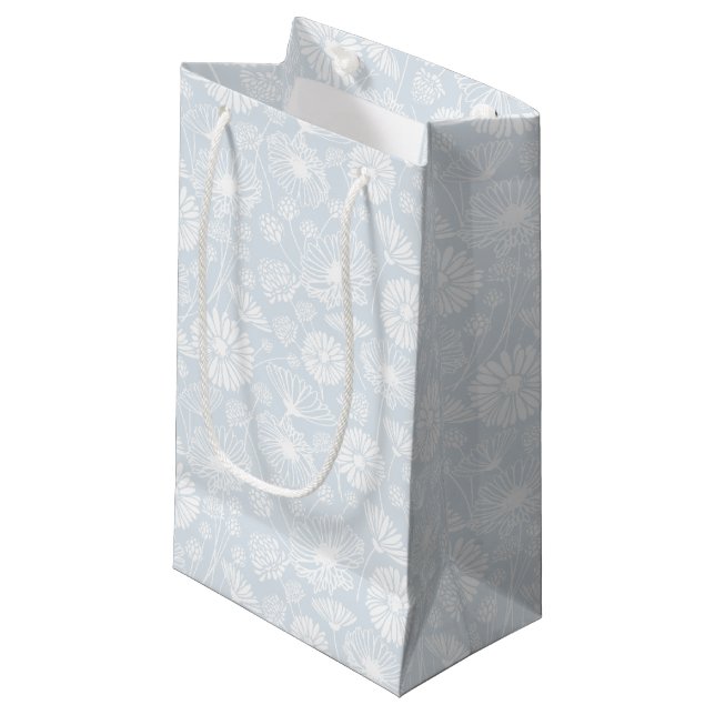 Gentle Bloom (White | Blue) Small Gift Bag (Front Angled)