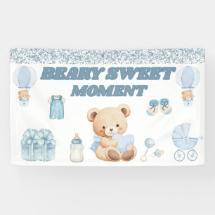 GENTLE BLUE CONFETTI Boy Teddy Bear shower 3 X 5' Banner