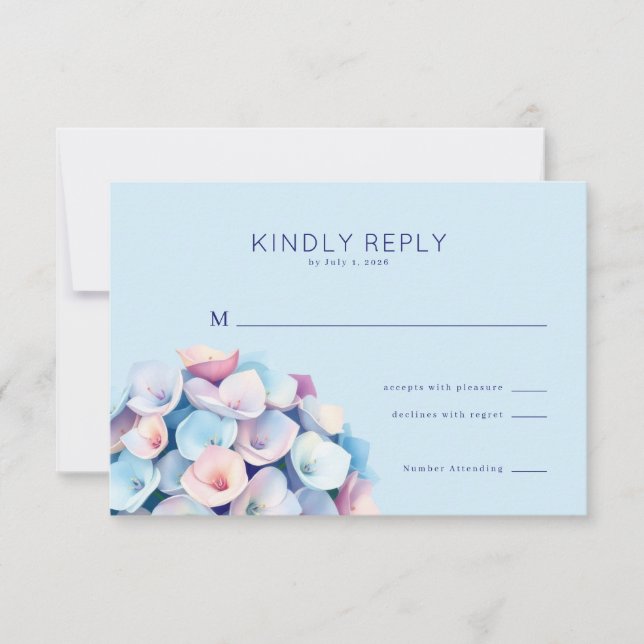 Gentle Blue Floral RSVP Card (Front)