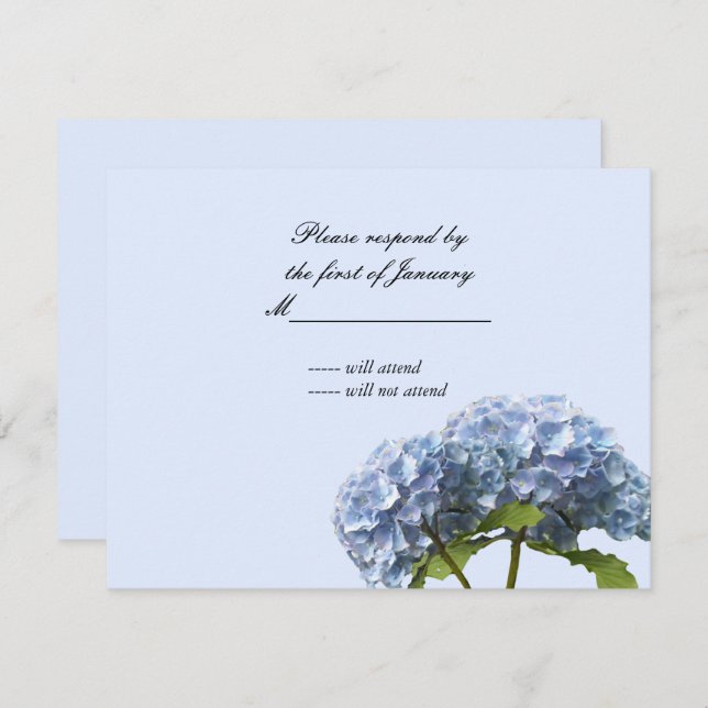 Gentle Blue Hydrangeas Reply Card (Front/Back)