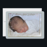 Gentle Blue Snowflakes Photo Birth Announcement<br><div class="desc">Introduce your little snowflake with this lovely, two-frame, photo birth announcement. The wording can be dragged to any location and made larger or smaller ( -). The card is easy to customise with your wording, font and font colour.Not exactly what you're looking for? All our products can be custom designed...</div>