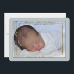 Gentle Blue Snowflakes Photo Birth Announcement<br><div class="desc">Introduce your little snowflake with this lovely, two-frame, photo birth announcement. The wording can be dragged to any location and made larger or smaller ( -). The card is easy to customise with your wording, font and font colour.Not exactly what you're looking for? All our products can be custom designed...</div>