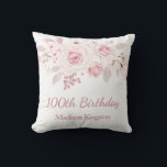 Gentle Blush Pink Floral 100th Birthday Party Gift Cushion<br><div class="desc">Gentle Blush Pink Floral 100th Birthday Party Gift Throw Pillow Cushion

See matching collection in Niche and Nest Store</div>