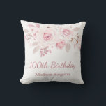 Gentle Blush Pink Floral 100th Birthday Party Gift Cushion<br><div class="desc">Gentle Blush Pink Floral 100th Birthday Party Gift Throw Pillow Cushion

See matching collection in Niche and Nest Store</div>