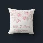 Gentle Blush Pink Floral 40th Birthday Party Gift  Cushion<br><div class="desc">Gentle Blush Pink Floral 40th Birthday Party Gift Throw Pillow Cushion

See matching collection in Niche and Nest Store</div>