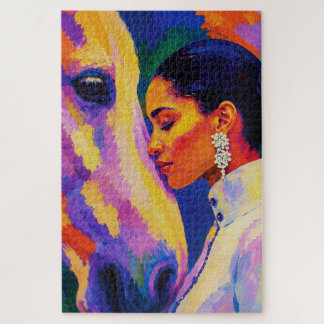 Gentle Bond – Woman and Horse Fauvist Portrait Jigsaw Puzzle
