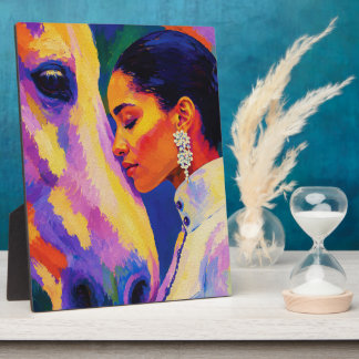 Gentle Bond – Woman and Horse Fauvist Portrait Plaque