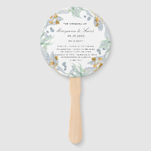 Gentle Botanics Wedding Program Hand Fan