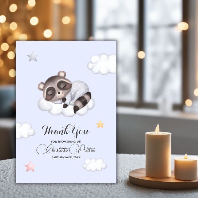 Gentle Boy Racoon Baby Shower Thank You Card (Gentle Boy Raccoon Baby Shower Thank You Card)