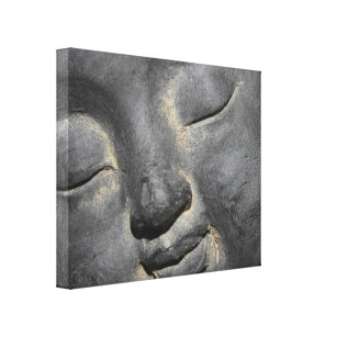 Gentle Buddha Face Stone Sculpture Canvas Print