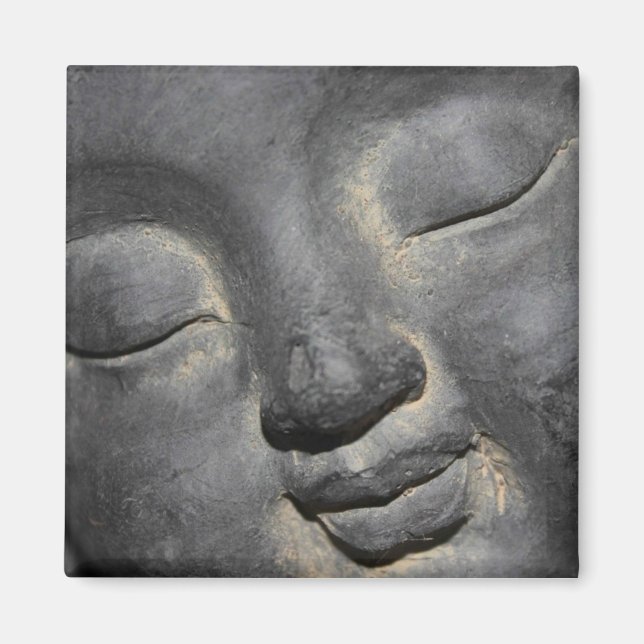 Gentle Buddha Face Stone Sculpture Magnet (Front)