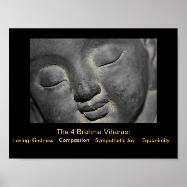 Gentle Buddha Face Stone Sculpture Poster (Front)