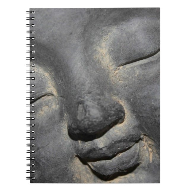 Gentle Buddha Face Stone Sculpture Spiral Notebook (Front)