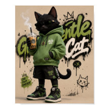 Gentle Cat, Urban Streetwear Black Cat Mascot Desi