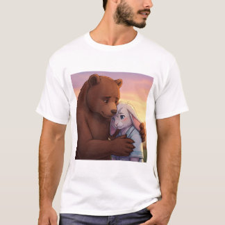 Gentle Comfort: A Bear and Rabbit Embrace T-Shirt