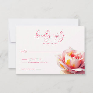 Gentle Coral Watercolor Rose RSVP Card