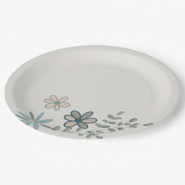  gentle cute flowers with a branch paper plates (Angled)
