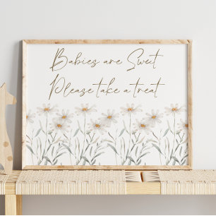 Gentle Daisy Petals Baby Shower Sweet Favor Sign