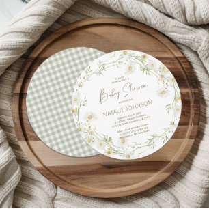Gentle Daisy Petals Floral Girl Round Baby Shower Invitation